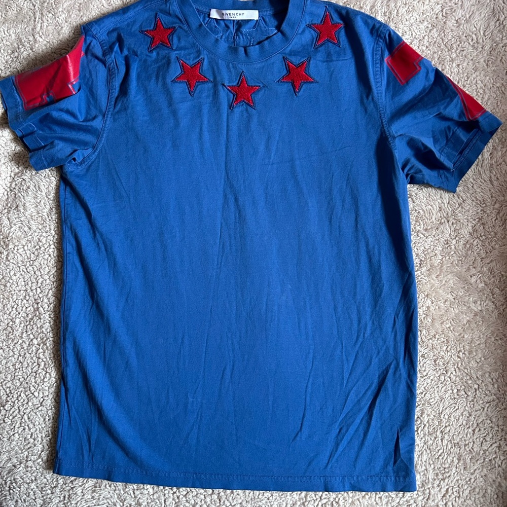 Givenchy Blue and Red Stars Short Sleeve Tee